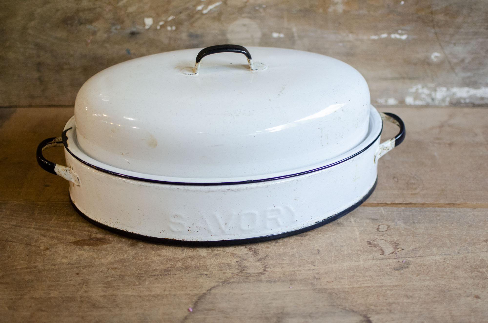 Vintage Savory Roasting pan EnamelWare with Lid white pot pan Etsy