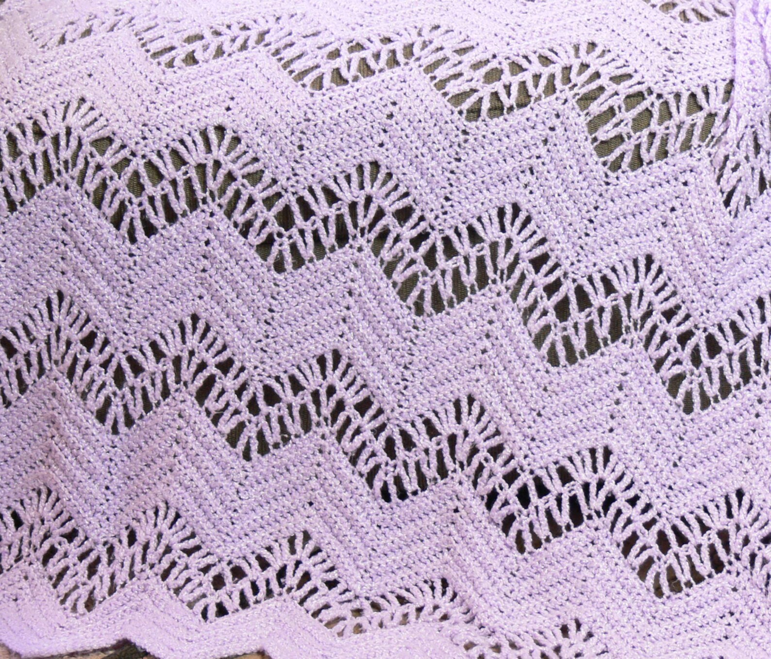 VINTAGE Lace Ripple Crochet Afghan Throw Blanket in Light Etsy