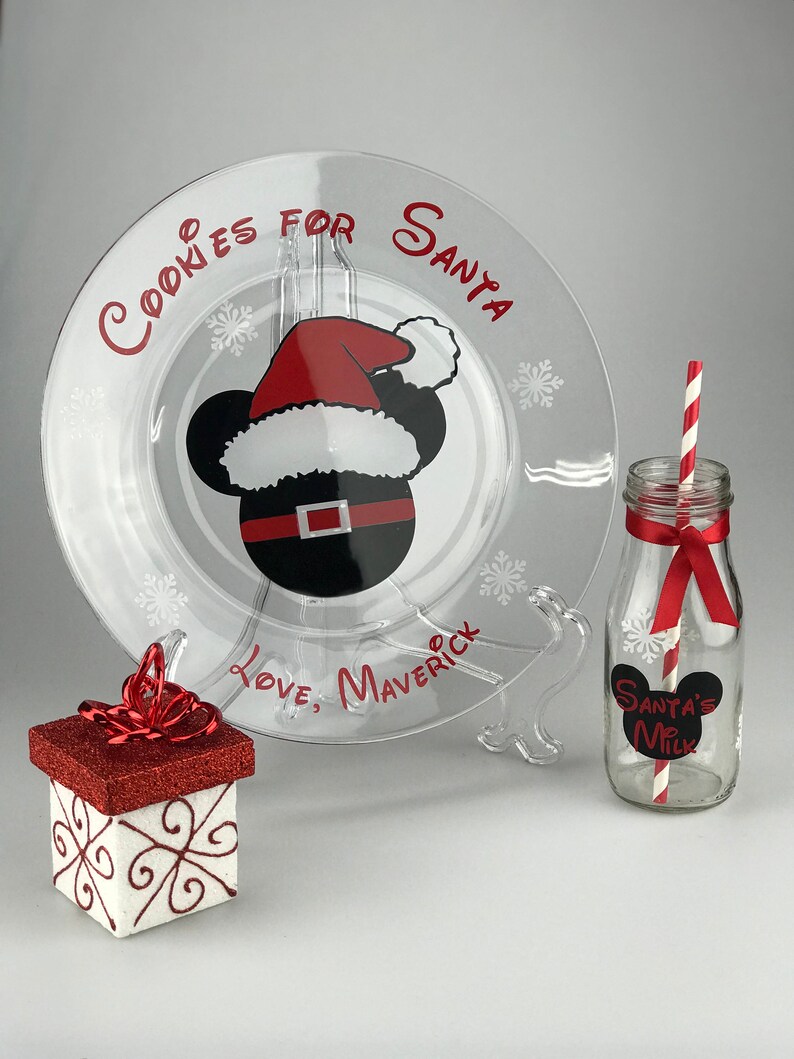 Mickey Cookies Plate and Milk Mug Set Cookies for Santa | Etsy