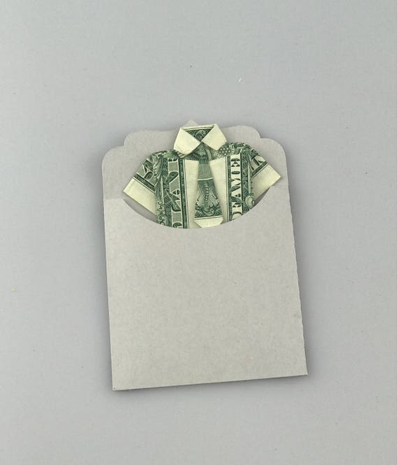 Elegant Magnet One Dollar Bill Lucky Origami Shirt Repurpose Paperdecoration