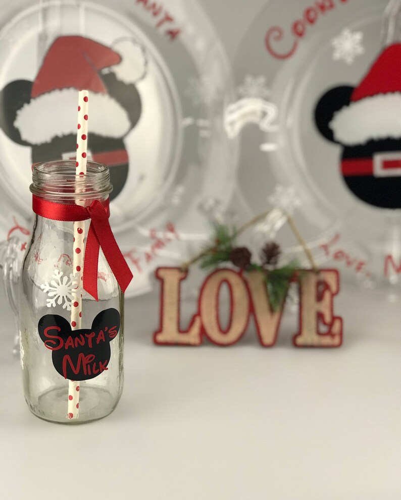 Mickey Cookies Plate and Milk Mug Set Cookies for Santa Etsy