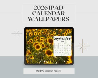 Achtergronden iPad-kalender 2026 | Seizoensgebonden iPad-achtergronden | Maandelijkse iPad-achtergrond | Digitale download