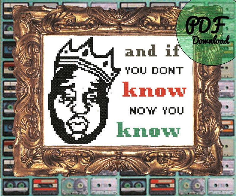 Biggie Smalls Cross Stitch Pattern If You Don't Know Now You Know Rap