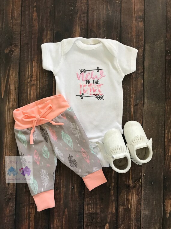 new to the tribe baby girl outfit