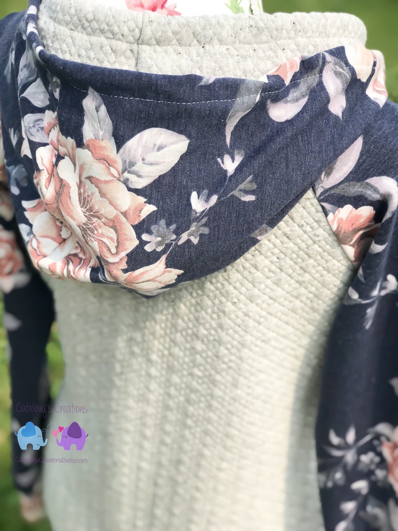 double hood hoodies women\u2019s hoodies floral hoodies zipper hoodies women\u2019s clothing Women\u2019s navy floral Tami hoodie
