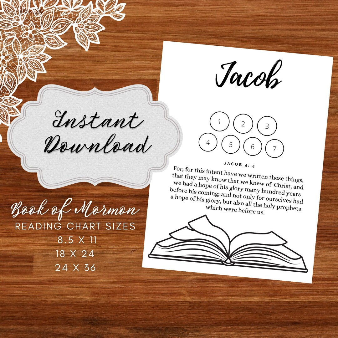 The Book of Jacob Book of Mormon Reading Chart Poster Sheet Engineer ...