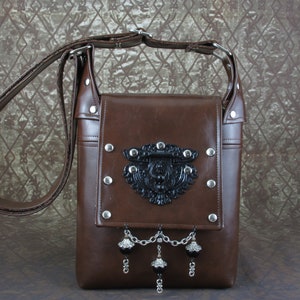 Steampunk Western Victorian Brown Faux Leather Hasp Latch Cross Body / Shoulder Bag/MessengerArtemus Gordon's Complice image 10