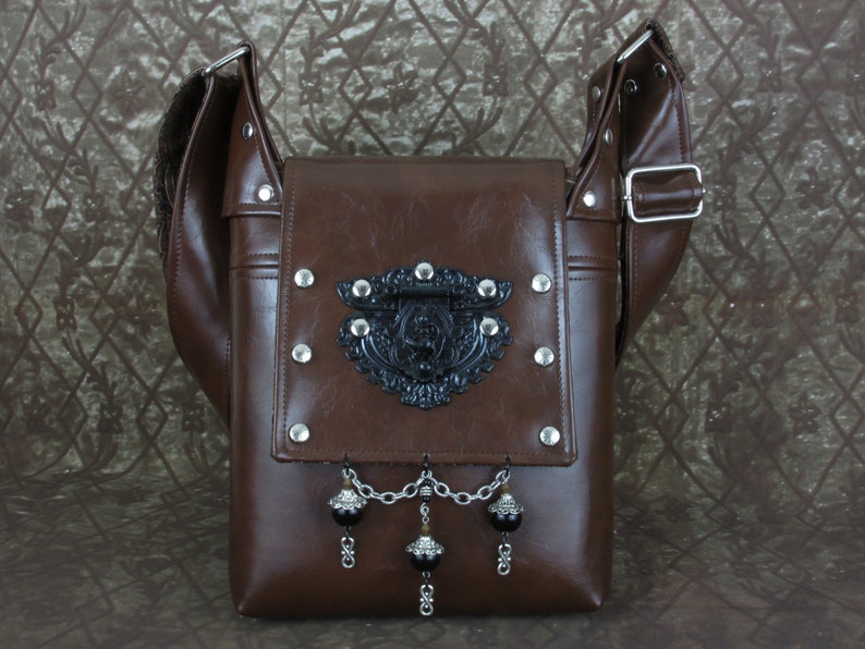 Steampunk Western Victorian Brown Faux Leather Hasp Latch Cross Body / Shoulder Bag/MessengerArtemus Gordon's Complice image 1