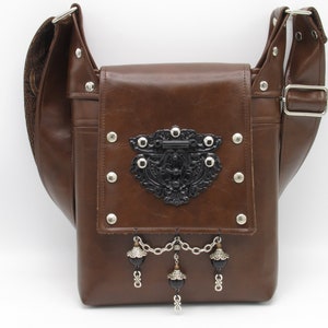 Steampunk Western Victorian Brown Faux Leather Hasp Latch Cross Body / Shoulder Bag/MessengerArtemus Gordon's Complice image 2