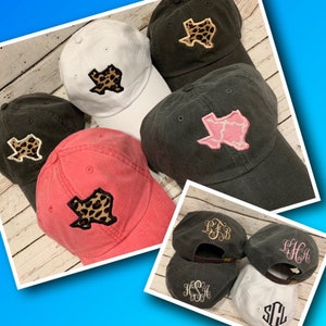 Texas Cap with Monogram, TX cap, Texas Applique, Texas Hat with Monogram, Texas Hat