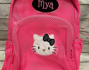 Mesh Backpack with Cat Kitty and Name or Initials