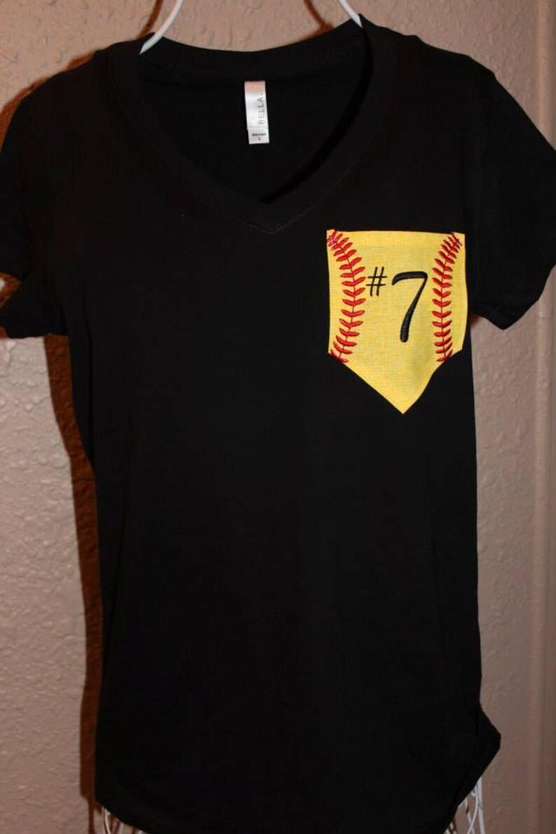 Custom Softball Mom Pocket Shirt Etsy