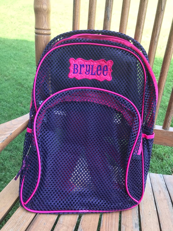 purple mesh backpack