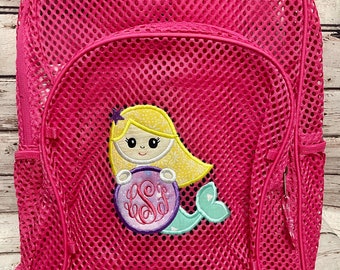 Mesh Backpack with Mermaid and Monogram