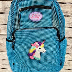 Mesh Backpack with Unicorn and Name