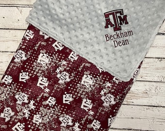 Aggie Baby Blanket Minky Fleece Texas A&M