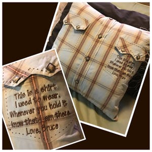 Memory Shirt Pillow Keepsake, Shirt Pillow, Men's Shirt Pillow