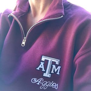 Texas A&M Aggies Quarter-Zip Pullover Sweatshirt, Aggie Sweatshirt, Aggie Pullover, Aggie Shirt image 1