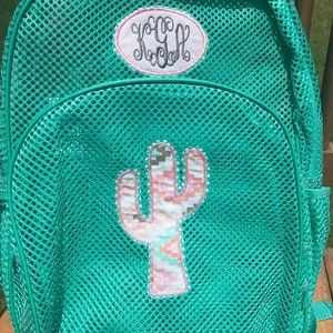 Mesh Backpack with Cactus and Name or Monogram