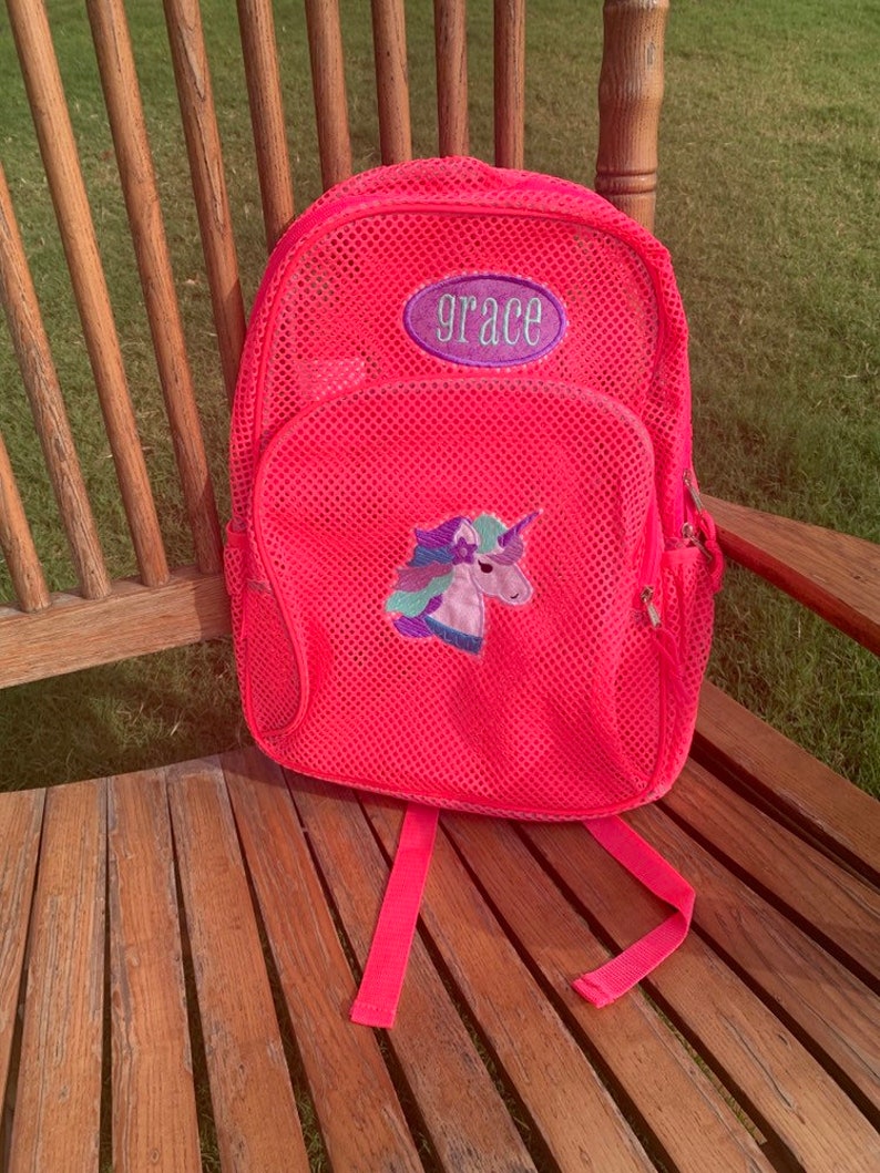 Mesh Backpack with Unicorn and Name
