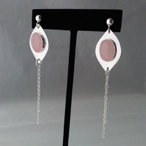Aretes Cuarzo Rosado y Plata.