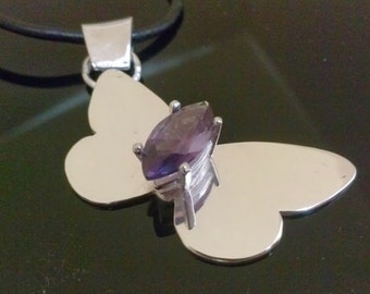 Butterfly  Amethyst Pendant handmade with Sterling Silver and Lavender Gemstone,  using as Necklace, fashion jewelry