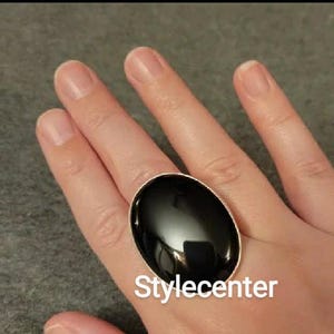 Natural Black Onyx ring, Onyx Silver Ring, Black Onyx statement ring, Boho ring, Large Onyx ring