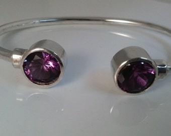 Silver  Bracelet  Lavender handmade with Sterling  Silver and   Zirconia. Cuff  Bangle. Handcrafted Jewelry. Fashion Jewels