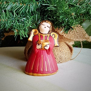 Angel candle holder red ceramic  Lucky little angel. Gift. Ketty Messina's ceramics