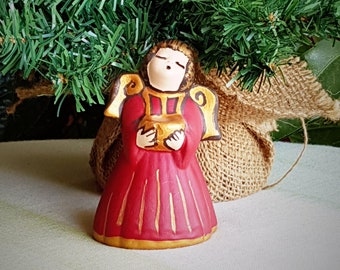 Angel candle holder red ceramic  Lucky little angel. Gift. Ketty Messina's ceramics