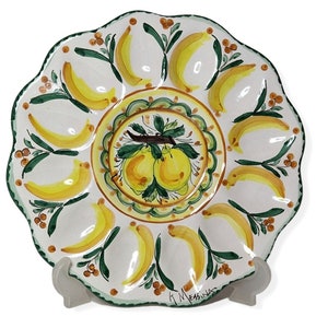 Piatto Portauova di Ceramica Siciliana Dipinto a Mano con Limoni Le Ceramiche di Ketty Messina immagine 1