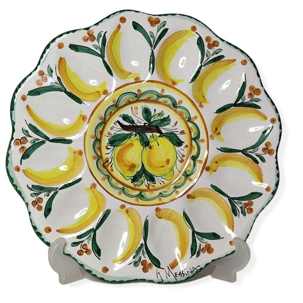 Handbemalte sizilianische Eierschale mit Zitronen Ketty Messinas Keramik