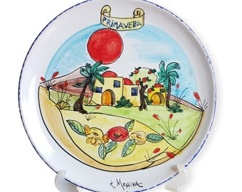 Hand Painted Sicilian Ceramic Decorative Plate Spring Decoration Centerpiece The Ceramics of Ketty Messina