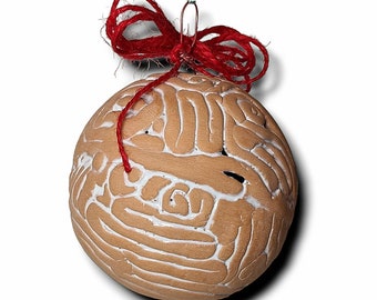 Palla di Natale Cm 6 di Ceramica Siciliana Dipinta a Mano con Fichi d'India Le Ceramiche di Ketty Messina