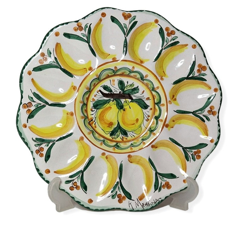 Handbemalte sizilianische Eierschale mit Zitronen Ketty Messinas Keramik Bild 1