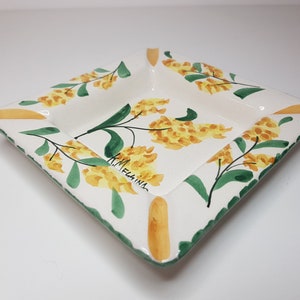 Posacenere Quadrato Di Ceramica Siciliana Dipinto A Mano Con Mimose Porta Cenere Da Scrivania Le Ceramiche Di Ketty Messina immagine 6