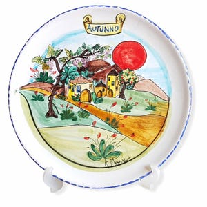 Piatto Autunno di Ceramica Siciliana Dipinto a Mano Le Ceramiche di Ketty Messina
