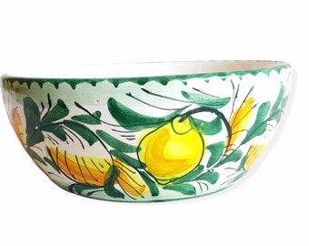 Hand Painted Sicilian Ceramic Cereal Bowl with Sicilian Lemons Salad Bowl Ketty Messina's Ceramics