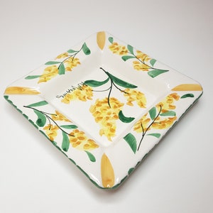 Posacenere Quadrato Di Ceramica Siciliana Dipinto A Mano Con Mimose Porta Cenere Da Scrivania Le Ceramiche Di Ketty Messina immagine 7