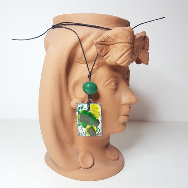 Halskette mit Handbemalten Lavastein Anhänger Ketty Messina's Keramik