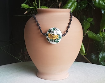 Necklace With Hand Painted Sicilian Ceramic Pendant  The Ceramics Of Ketty Messina