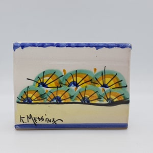 Portatovaglioli di carta in ceramica siciliana dipinto a mano. Porta tovaglioli da tavola. Le ceramiche di Ketty Messina.