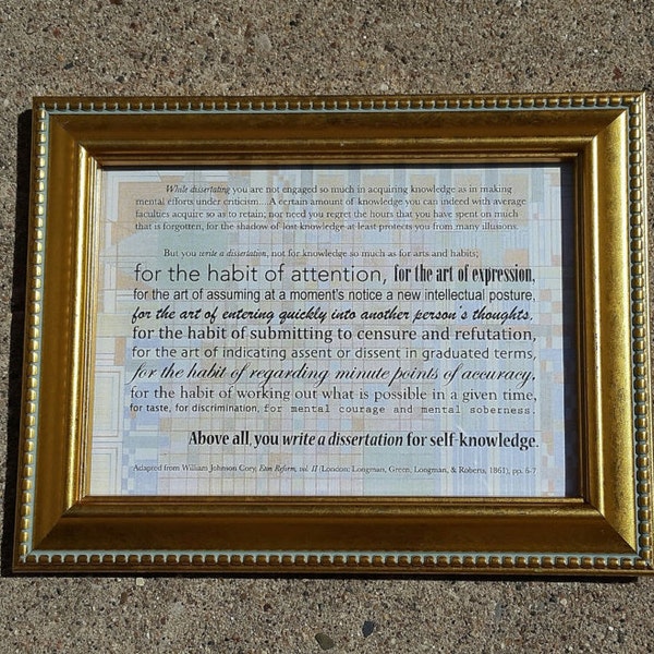 You Write a Dissertation Plaque with Frank Lloyd Wright Paper and Gold Frame