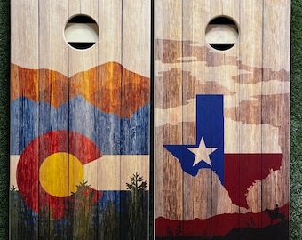 Cornhole Game by ColoradoJoes Colorado and Texas Wood Plank