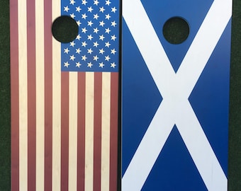 Cornhole Game by ColoradoJoes Scotland and American Flag