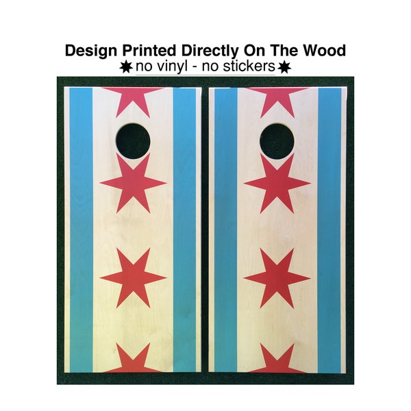 Cornhole Game-Chicago Flag