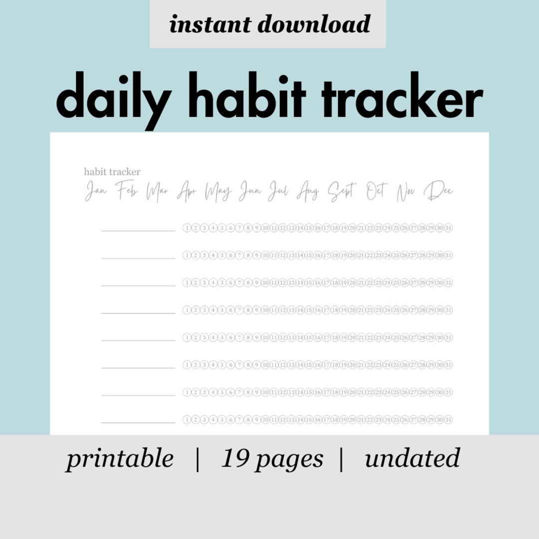 Minimalistic Monthly Habit Tracker Printable, Habit Tracker Template ...