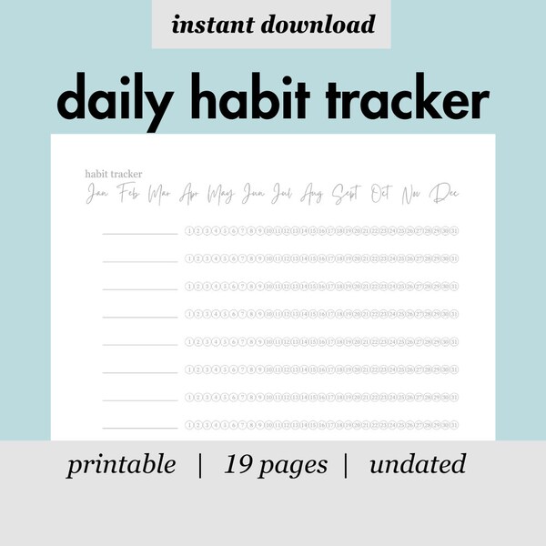 Minimalistic Monthly Habit Tracker Printable, Habit Tracker Template, Routine Tracker, 30 Day Habit Challenge, A4/Letter, Instant Download