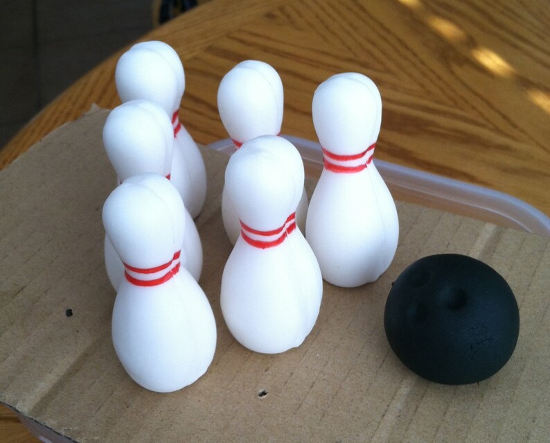 Fondant Bowling Pins & Ball Cake Topper Etsy