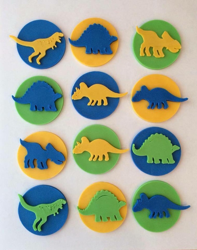 Fondant Dinosaur Cupcake Toppers Etsy
